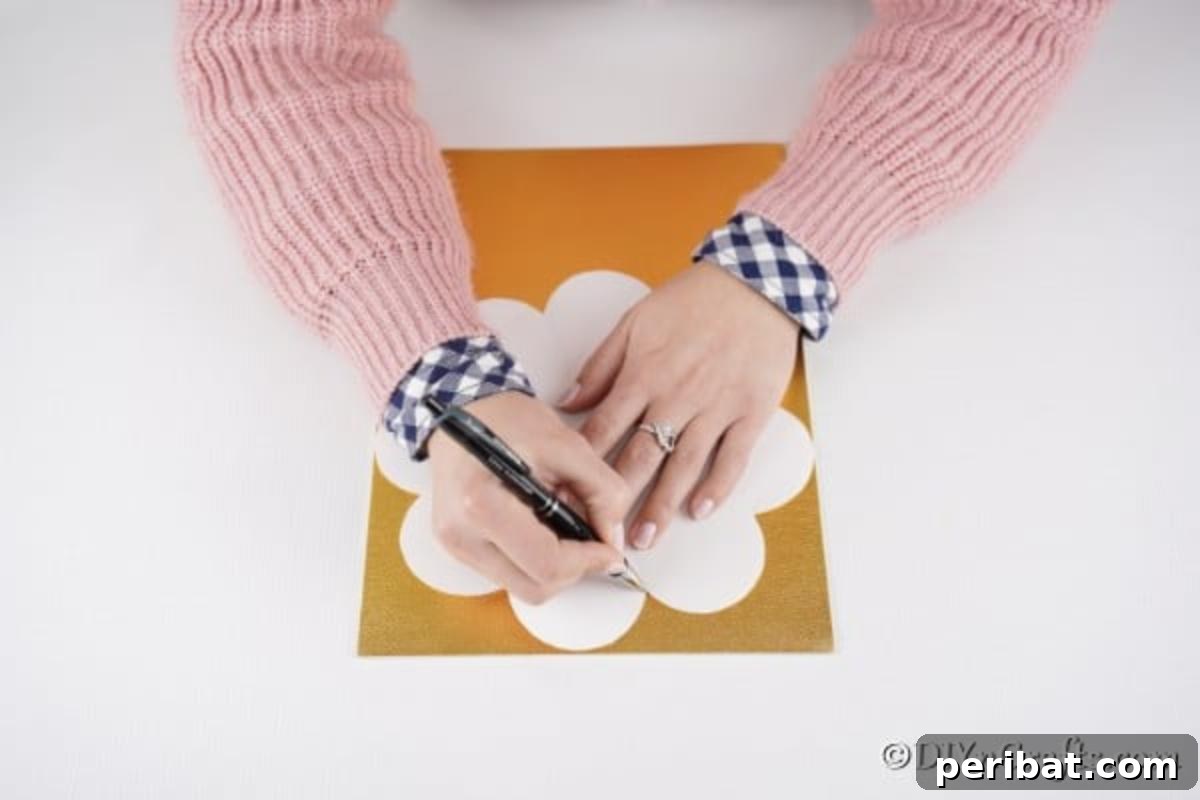 Adorable Mini Easter Basket Craft 11 Using the rounded template to trace onto gold glitter foam paper
