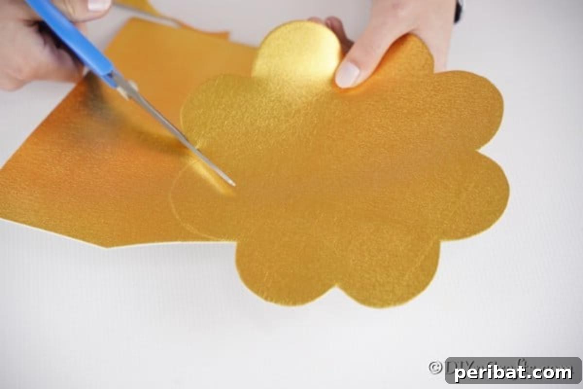 Adorable Mini Easter Basket Craft 12 Cutting out the traced shape from foam paper for the main basket body