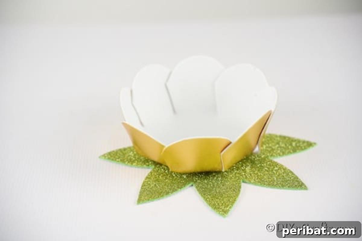 Adorable Mini Easter Basket Craft 17 Attaching the pointed base piece to the bottom of the basket