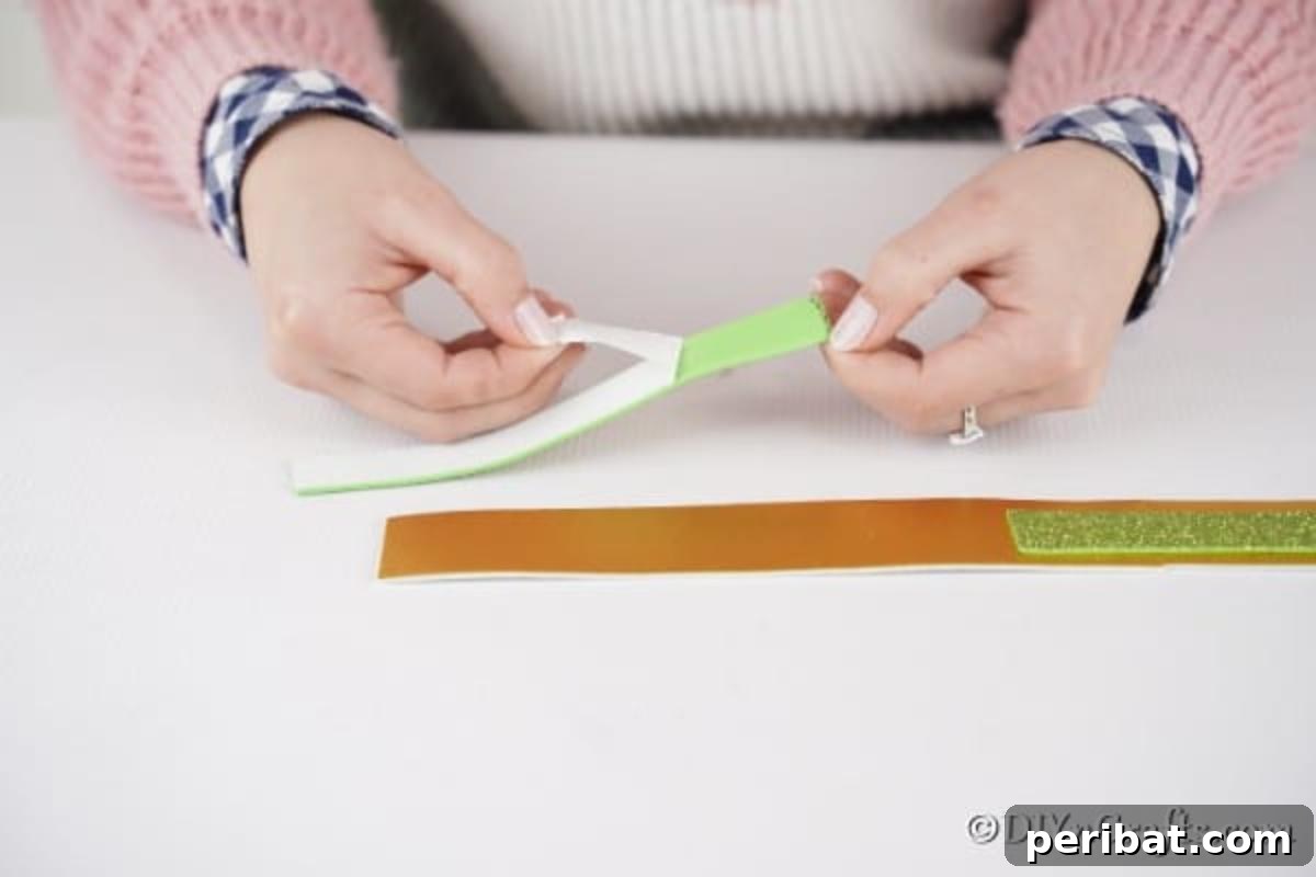 Adorable Mini Easter Basket Craft 18 Cutting strips of paper to create the basket handle