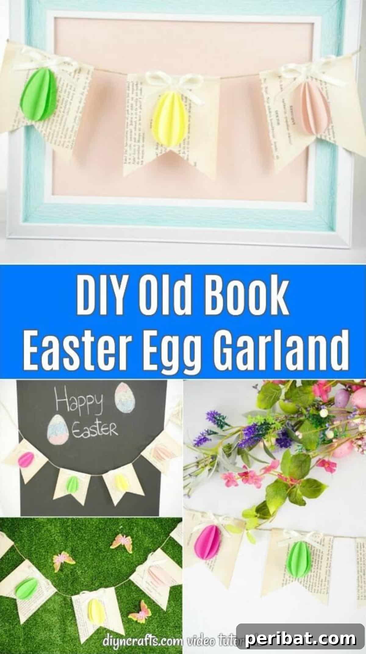 DIY Upcycled Book Page Easter Egg Garland Tutorial 2 Easter egg garland collage image