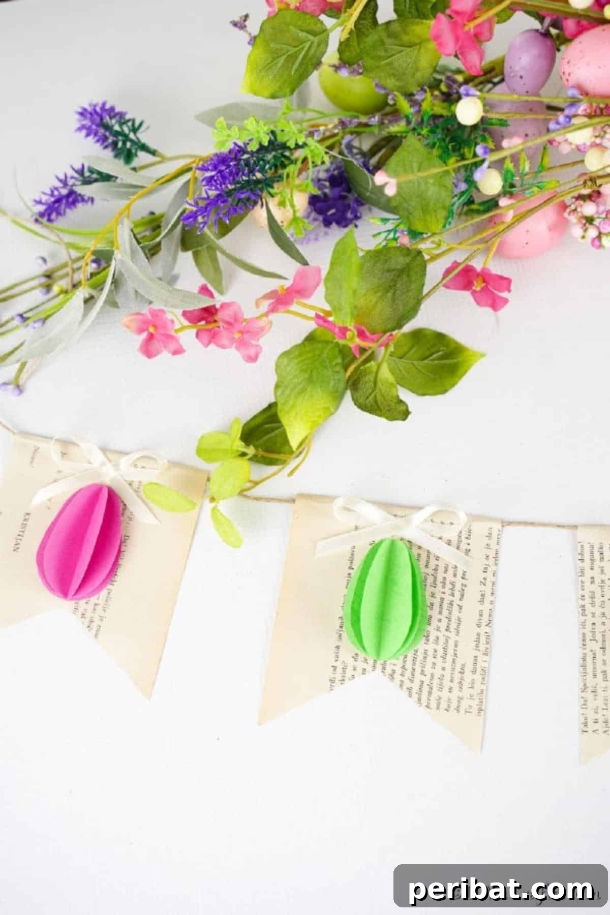 DIY Upcycled Book Page Easter Egg Garland Tutorial 3 Old book page Easter egg garland