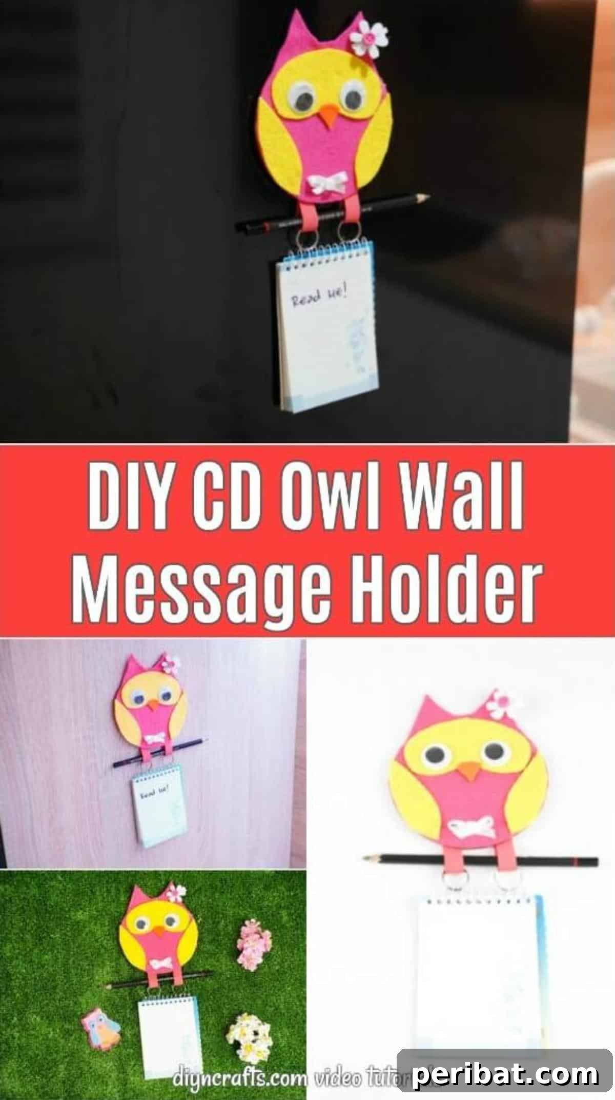 Craft a Whimsical CD Owl Wall Decor 2 CD Owl Wall Message holder collage