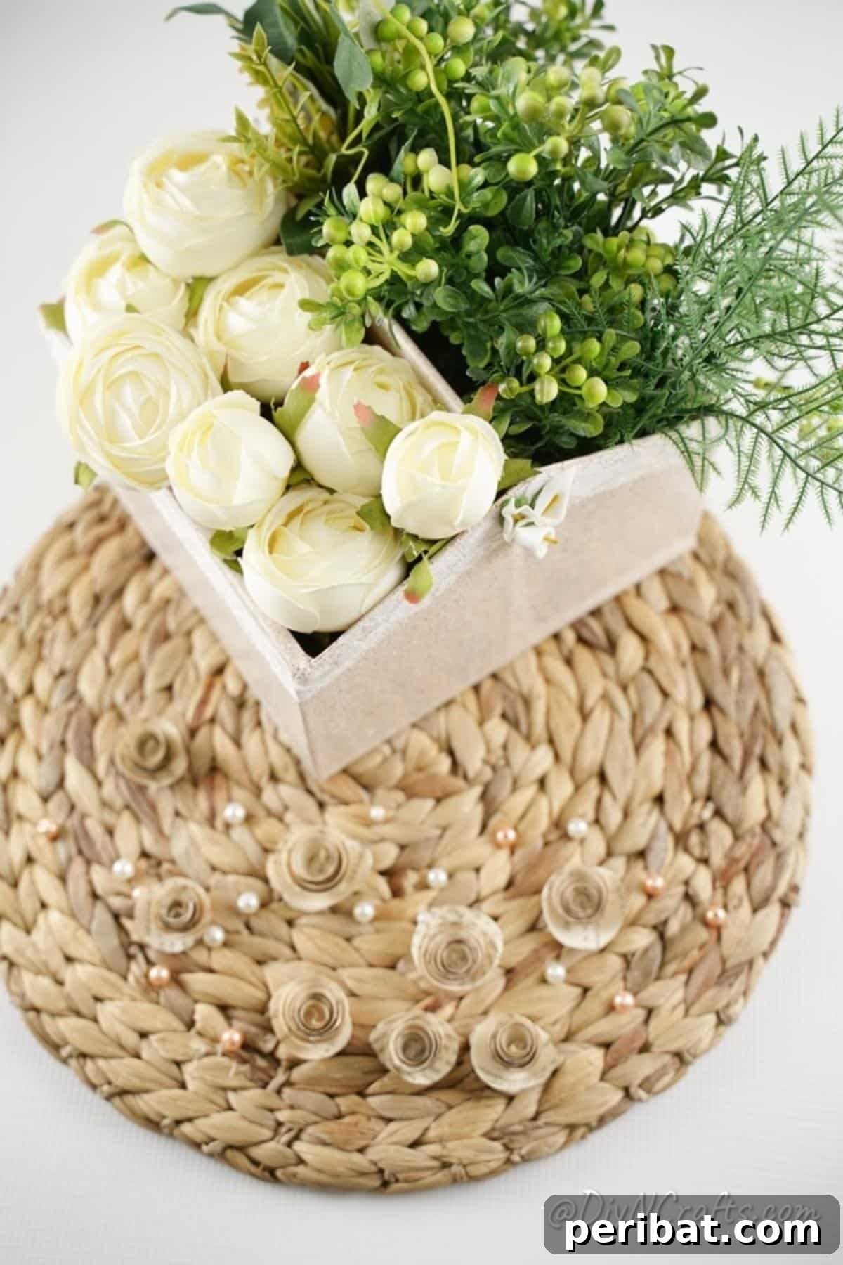 Charming Repurposed Cardboard Organizer 3 Elegant cardboard organizer filled with vibrant flowers, showcasing its decorative potential and versatility
