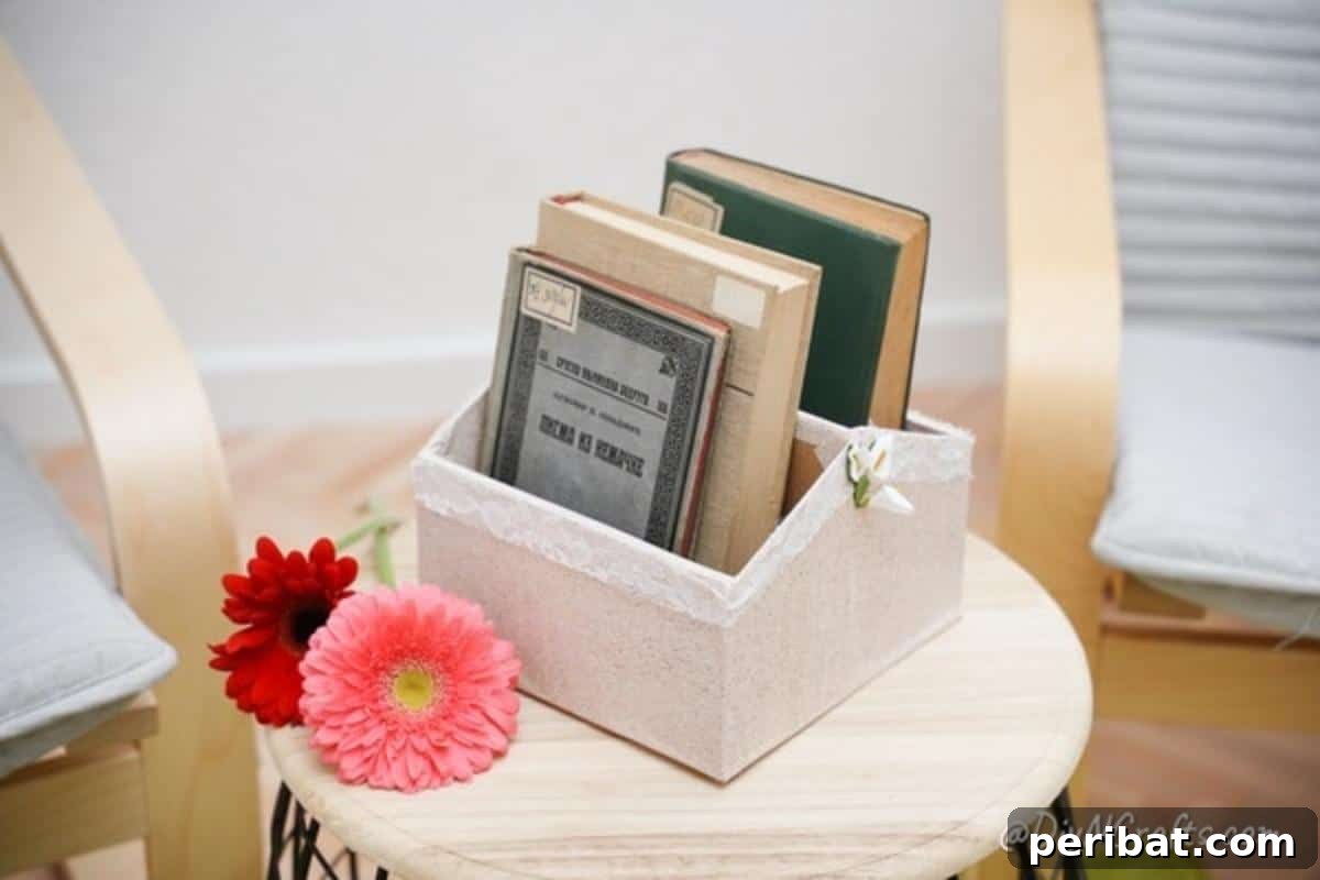 Charming Repurposed Cardboard Organizer 5 Neatly organized books within a DIY cardboard organizer on a rustic wooden table, highlighting functional design