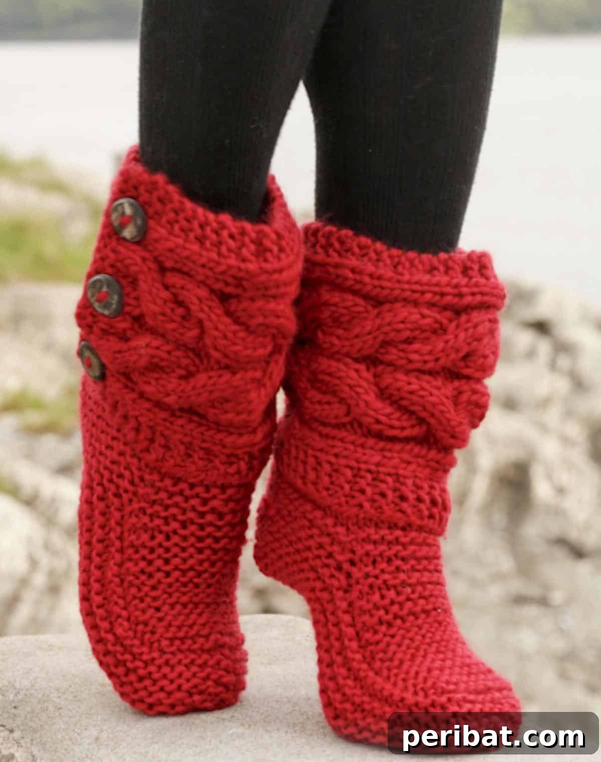 Little Red Riding Slippers By DROPS Design Free Pattern