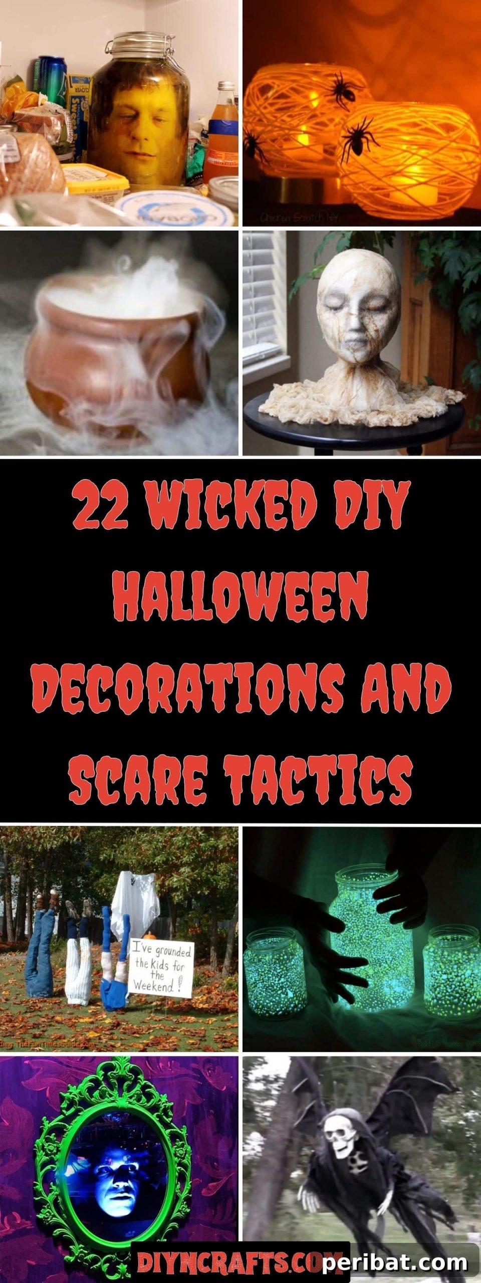 DIY Halloween: Craft Spine-Chilling Decor & Masterful Scares 2 A collage of 22 creative DIY Halloween decorations and spooky scare tactics.