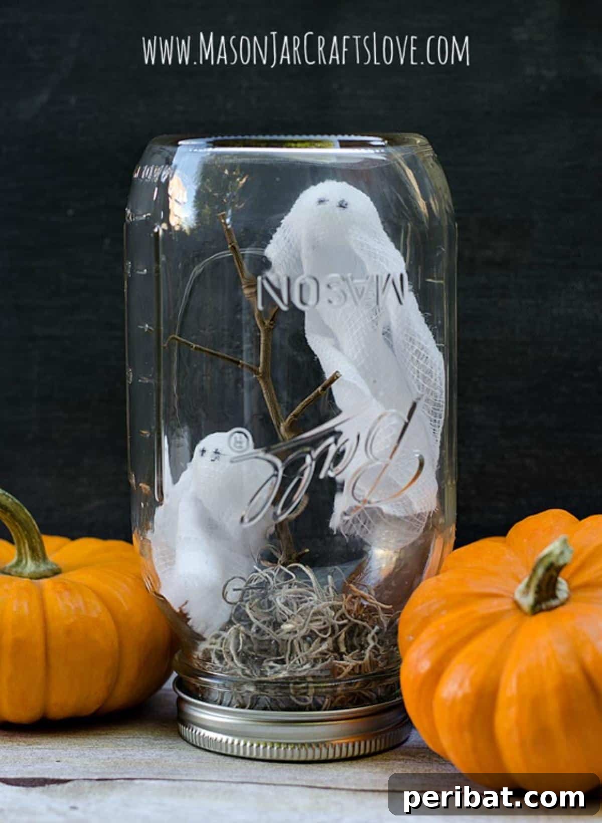 DIY Halloween: Craft Spine-Chilling Decor & Masterful Scares 12 Small, cute ghosts made within mason jars, creating a miniature Halloween scene.
