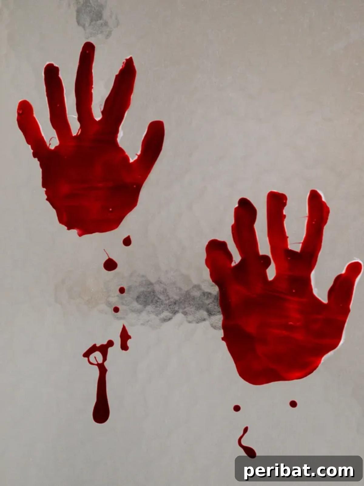DIY Halloween: Craft Spine-Chilling Decor & Masterful Scares 20 Realistic bloody handprints decorating a window, a classic and effective Halloween scare.