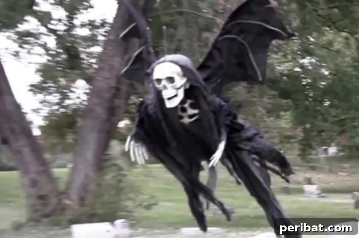 DIY Halloween: Craft Spine-Chilling Decor & Masterful Scares 24 A remote-controlled flying Grim Reaper drone, a highly effective and surprising Halloween prank.