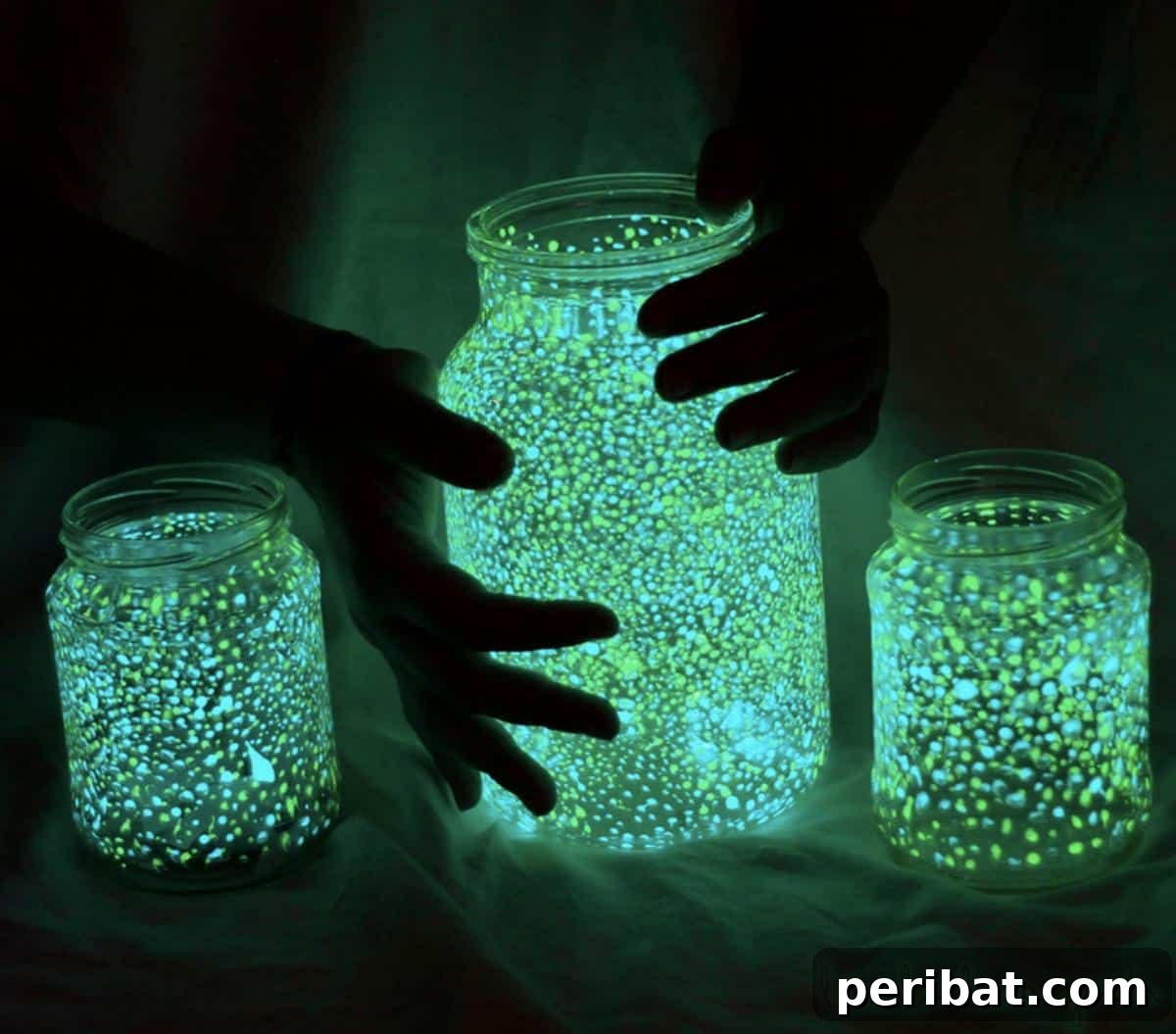 DIY Halloween: Craft Spine-Chilling Decor & Masterful Scares 7 Glow-in-the-dark mason jars providing spooky illumination for Halloween.