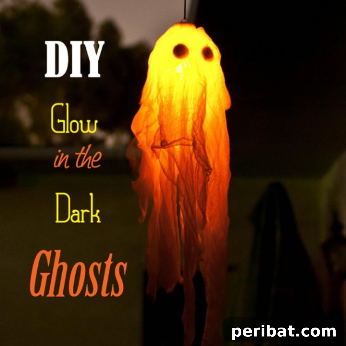 DIY Halloween: Craft Spine-Chilling Decor & Masterful Scares 10 Small, glowing cheesecloth ghosts made with glow sticks, providing ethereal Halloween lighting.