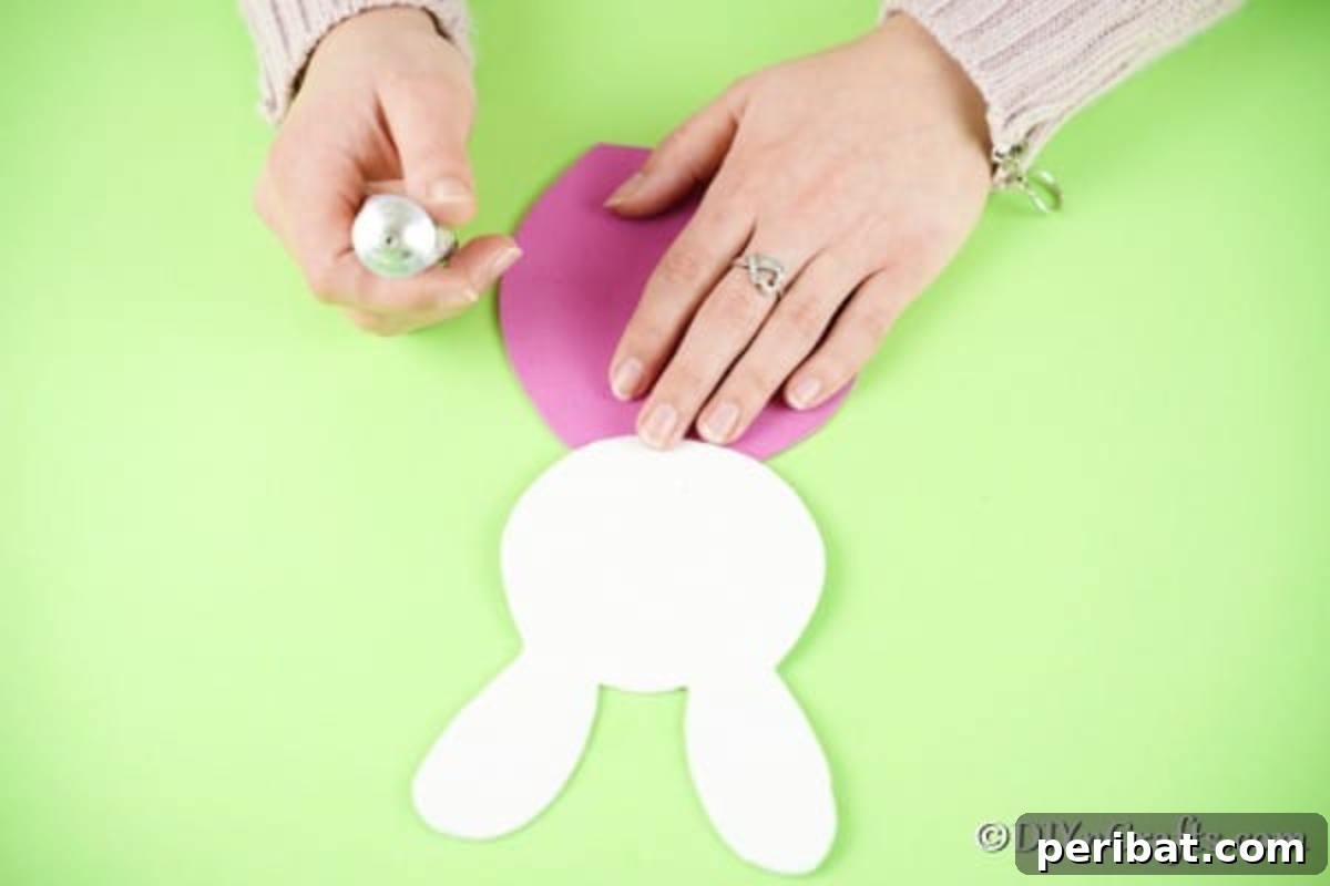 Crafting Charming Foam Easter Bunnies 11 Gluing the bunny's head to its body