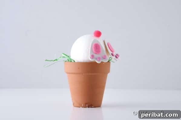 Bunny Hiding in a Flower Pot Easter Decoration