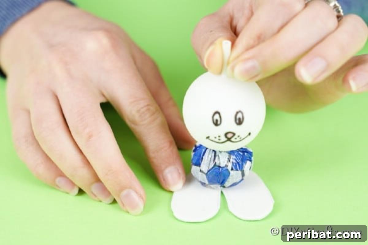 Crafting Adorable Easter Lollipop Bunnies 11 Adding feet to bunny