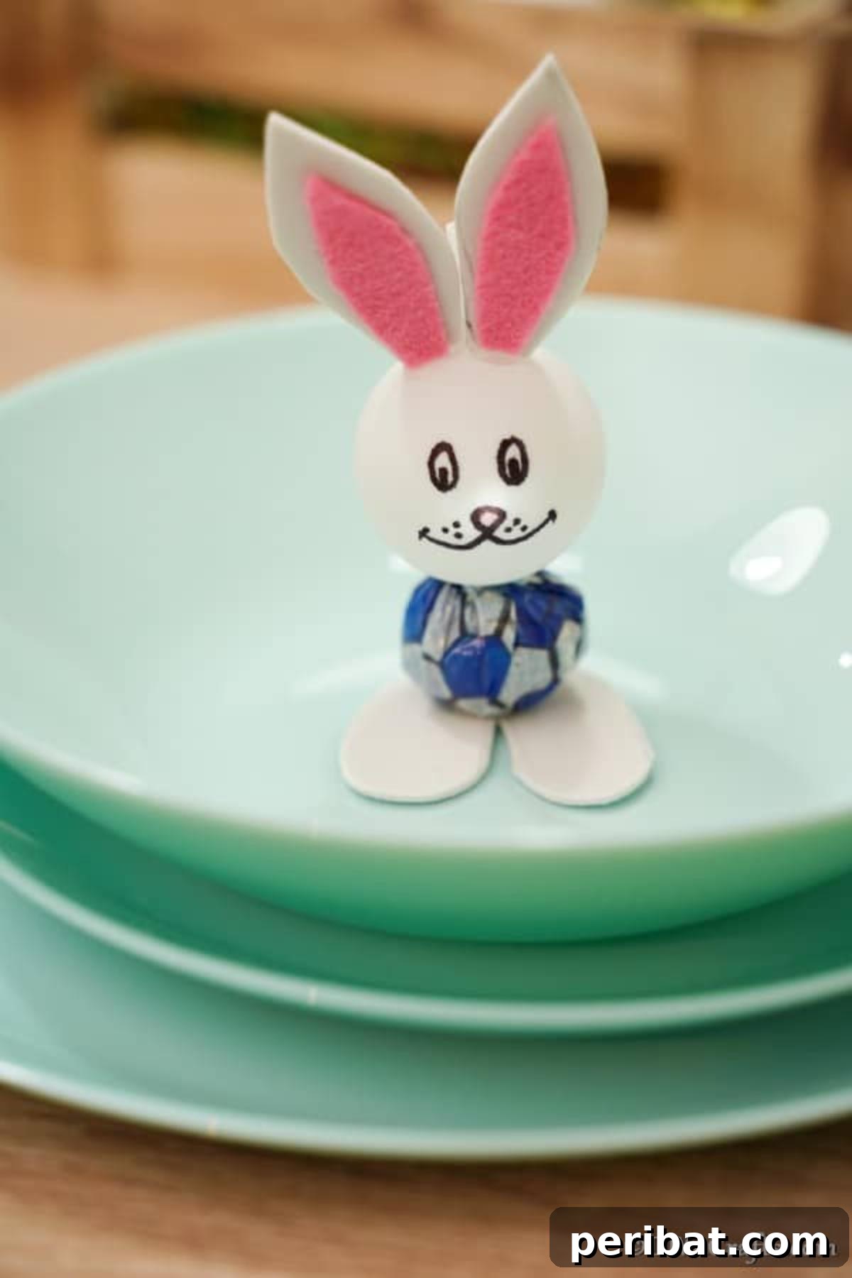 Crafting Adorable Easter Lollipop Bunnies 15 Easter bunny lollipop on green plate