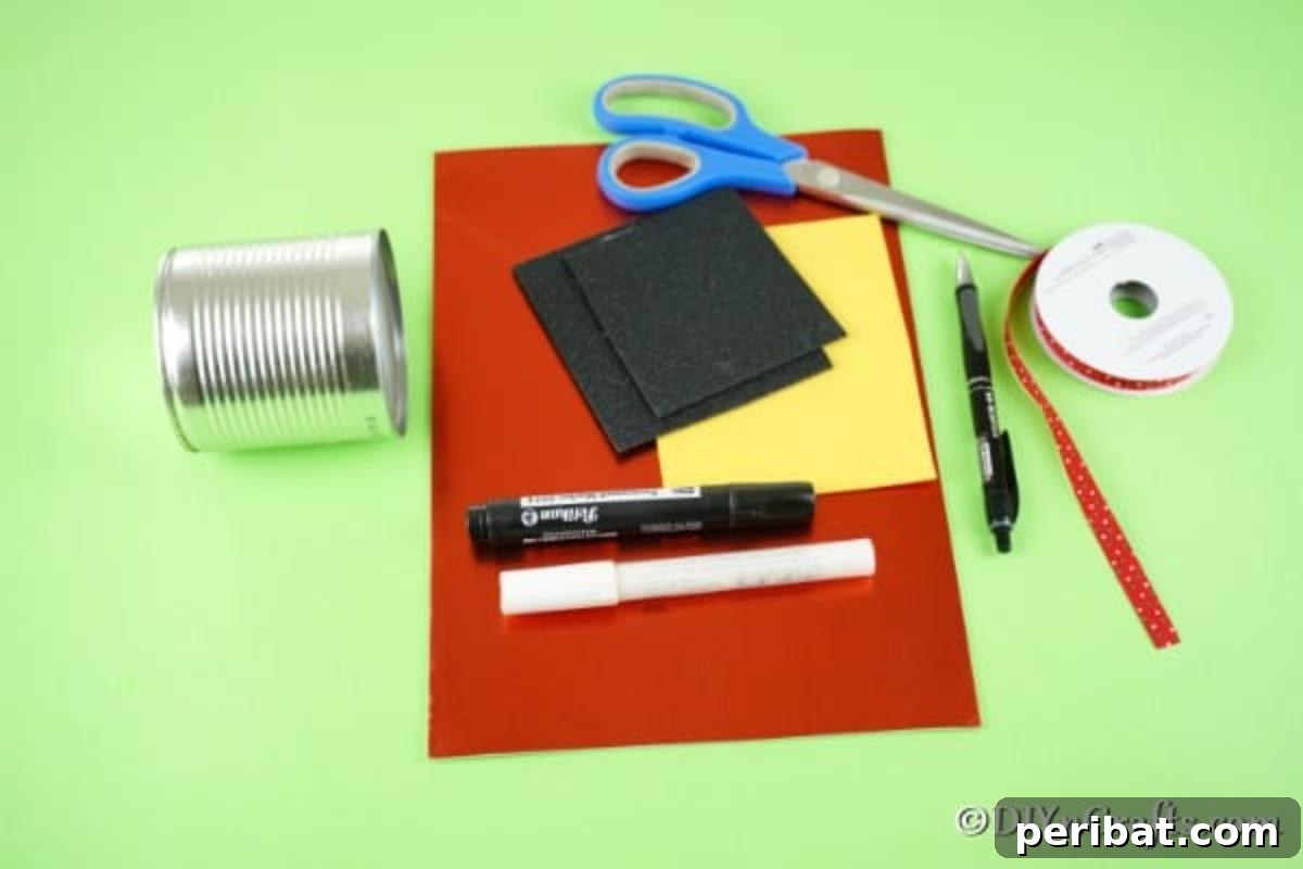 Crafting Supplies for an Upcycled Tin Can Ladybug