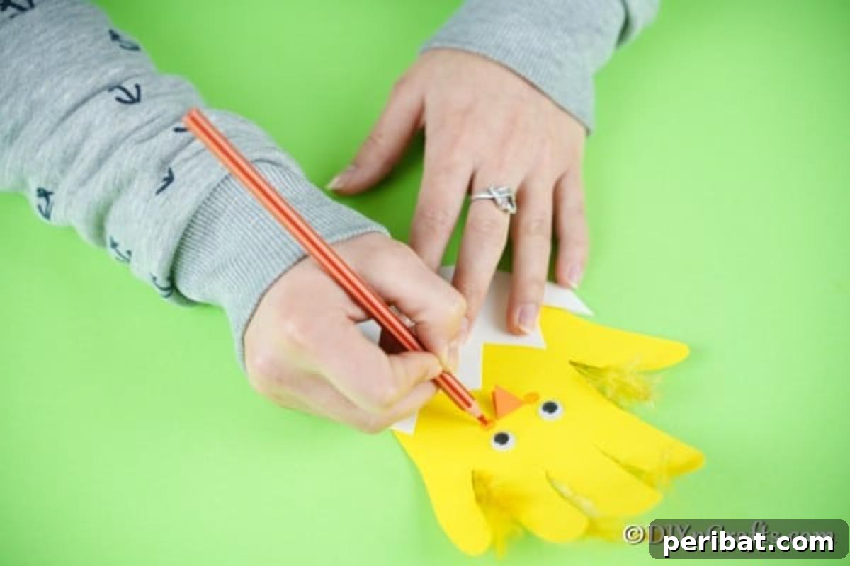 Adding accents to face of chicken