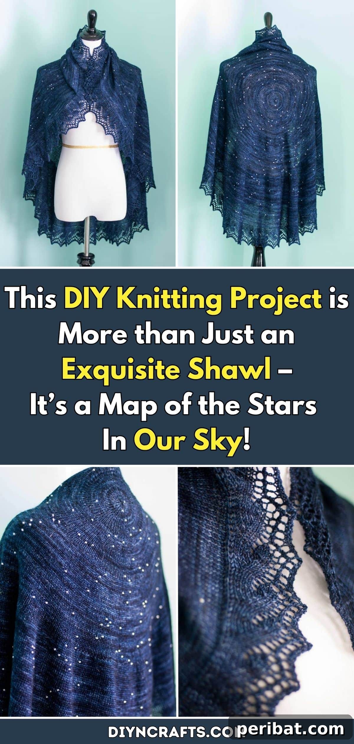 Crafting Constellations: A DIY Celestial Shawl 2 Exquisite Hand-Knitted Celestial Star Map Shawl with Shimmering Crystal Beads – A DIY Craft Project