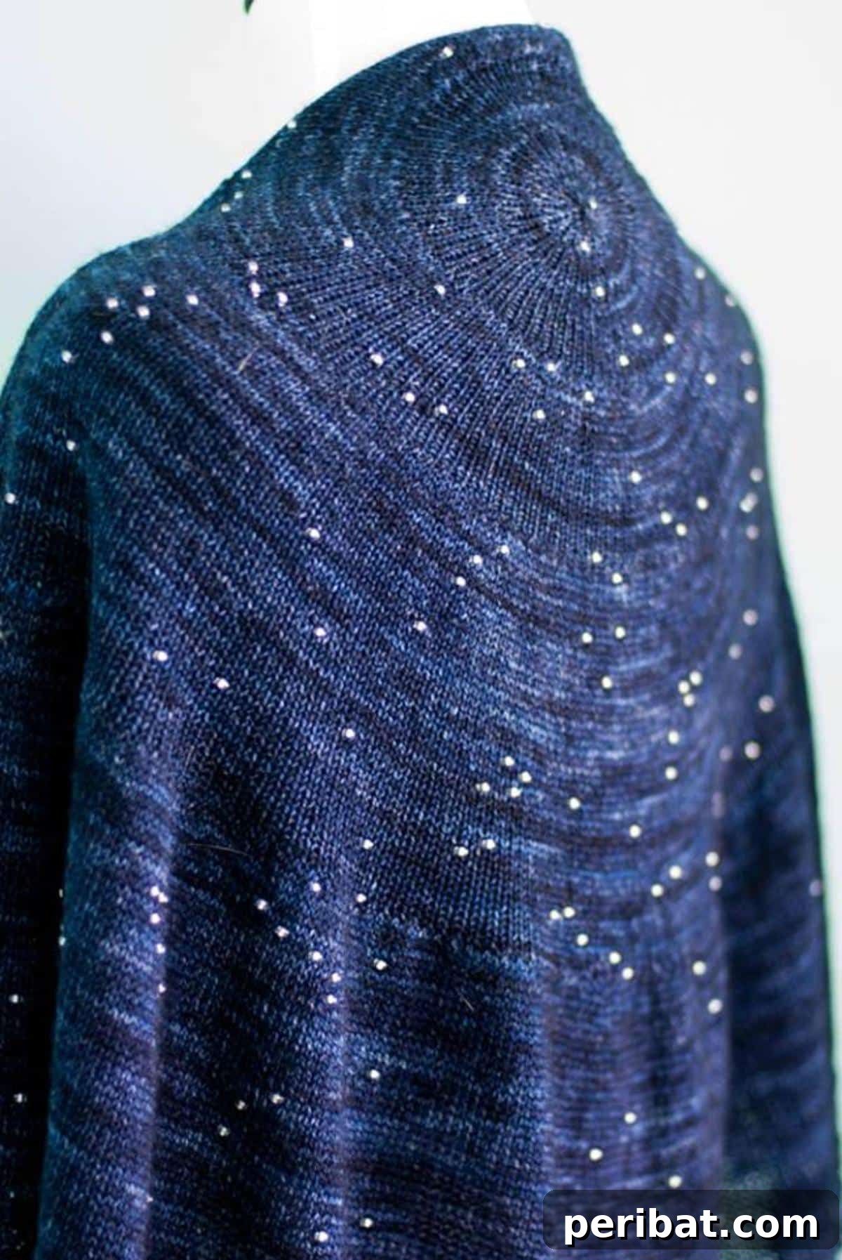 Crafting Constellations: A DIY Celestial Shawl 5 Full drape of the exquisite celestial shawl, emphasizing its elegant shape and intricate design