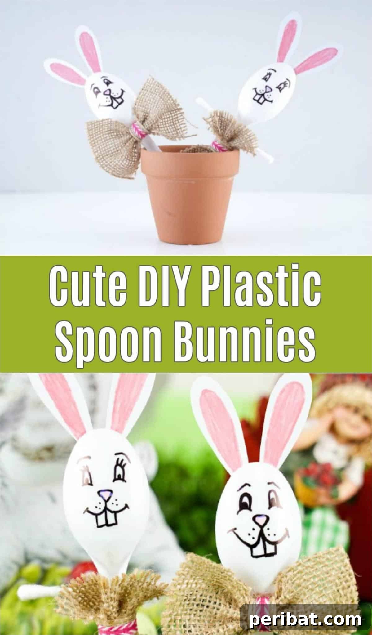 Adorable Upcycled Spoon Bunnies for Easter 2 Plastic spoon bunnies in flower pots, ready for Easter