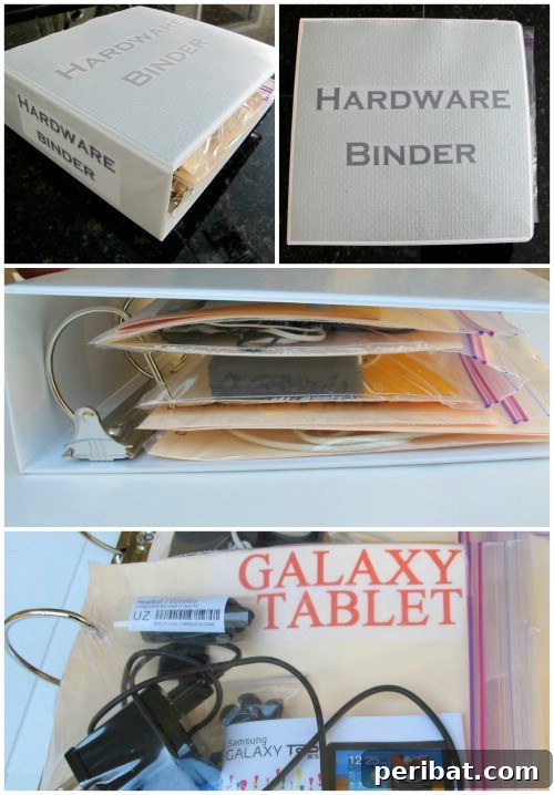 Hardware Binder – get those tangled cords in line