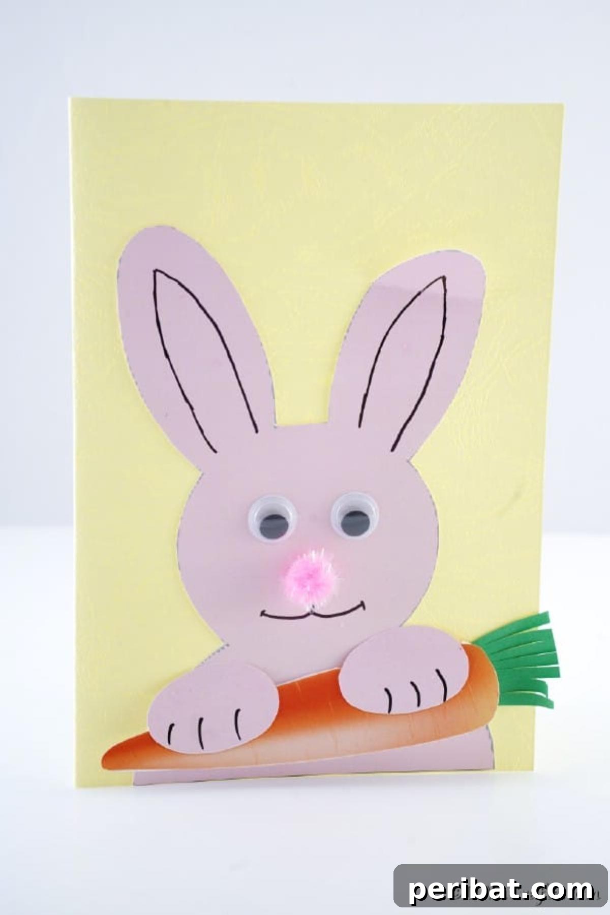 DIY Easter Bunny Card Free Printable Video 4 Easter bunny card on white surface