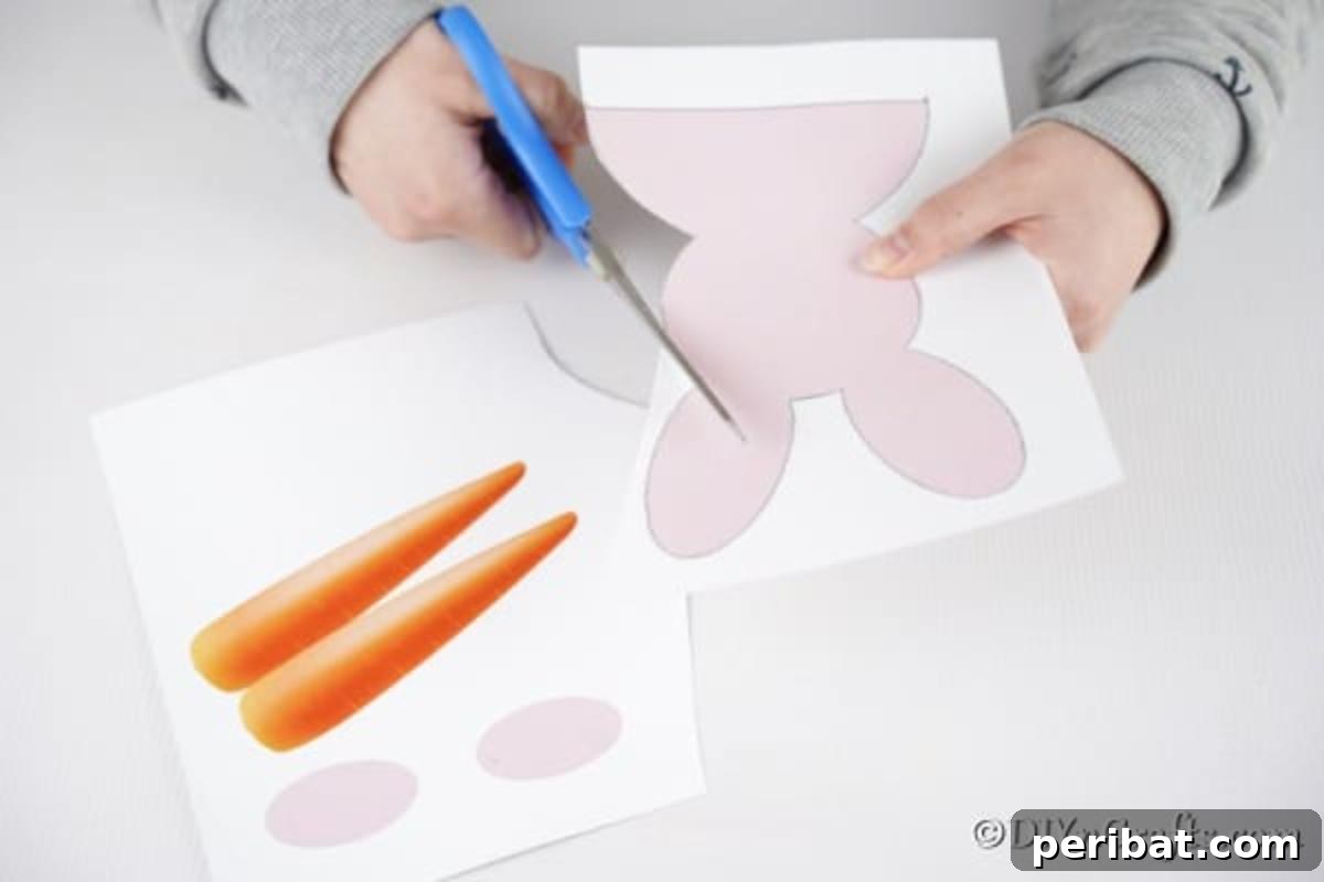 DIY Easter Bunny Card Free Printable Video 7 Cutting bunny out of printable
