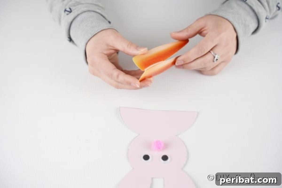 DIY Easter Bunny Card Free Printable Video 10 Folding carrot for card