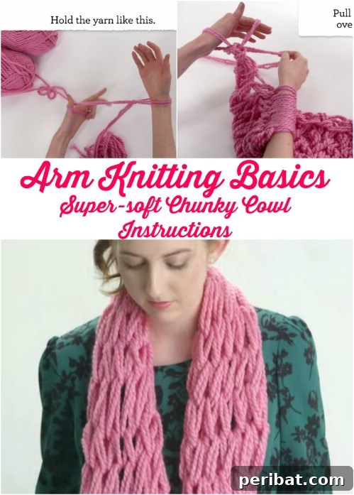 23 Ingenious Arm Knitting Projects and Essential Techniques 3 Arm Knitting for Beginners: Simple Cowl Tutorial