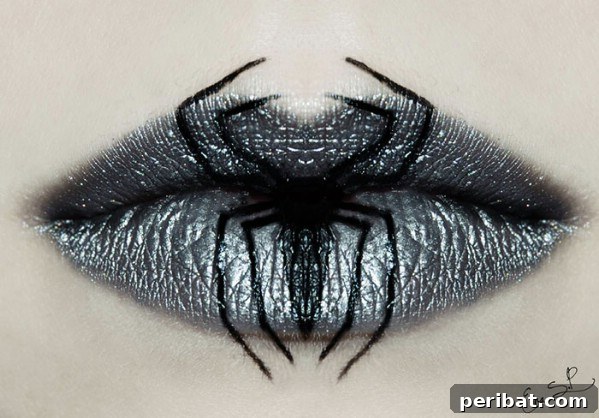 Halloween Pumpkin Lip Art Makeup Idea