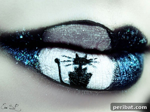 Halloween Spider Web Lip Art Makeup Idea