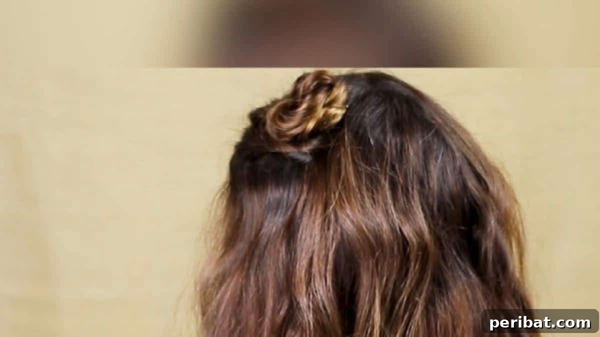Chic Braided Twin Bun Half Updo 11 Completed and secured braided top knot