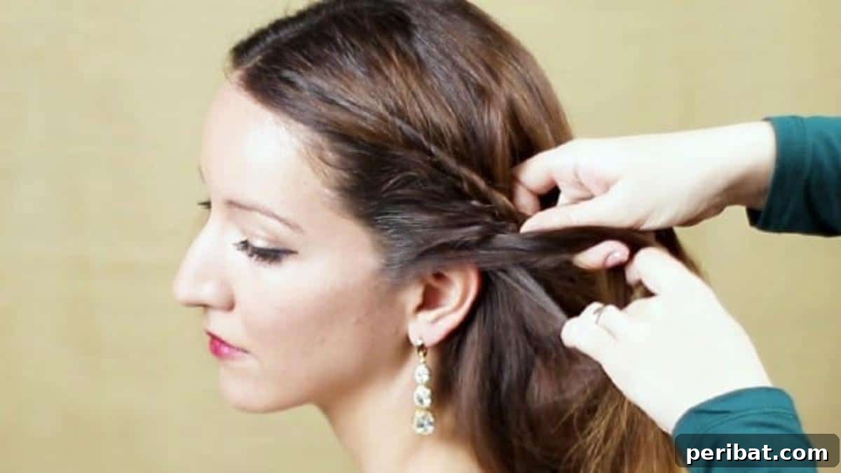 Elegant Side Braid Ponytail Tutorial for a Polished Look 8 Transitioning hair to side of head