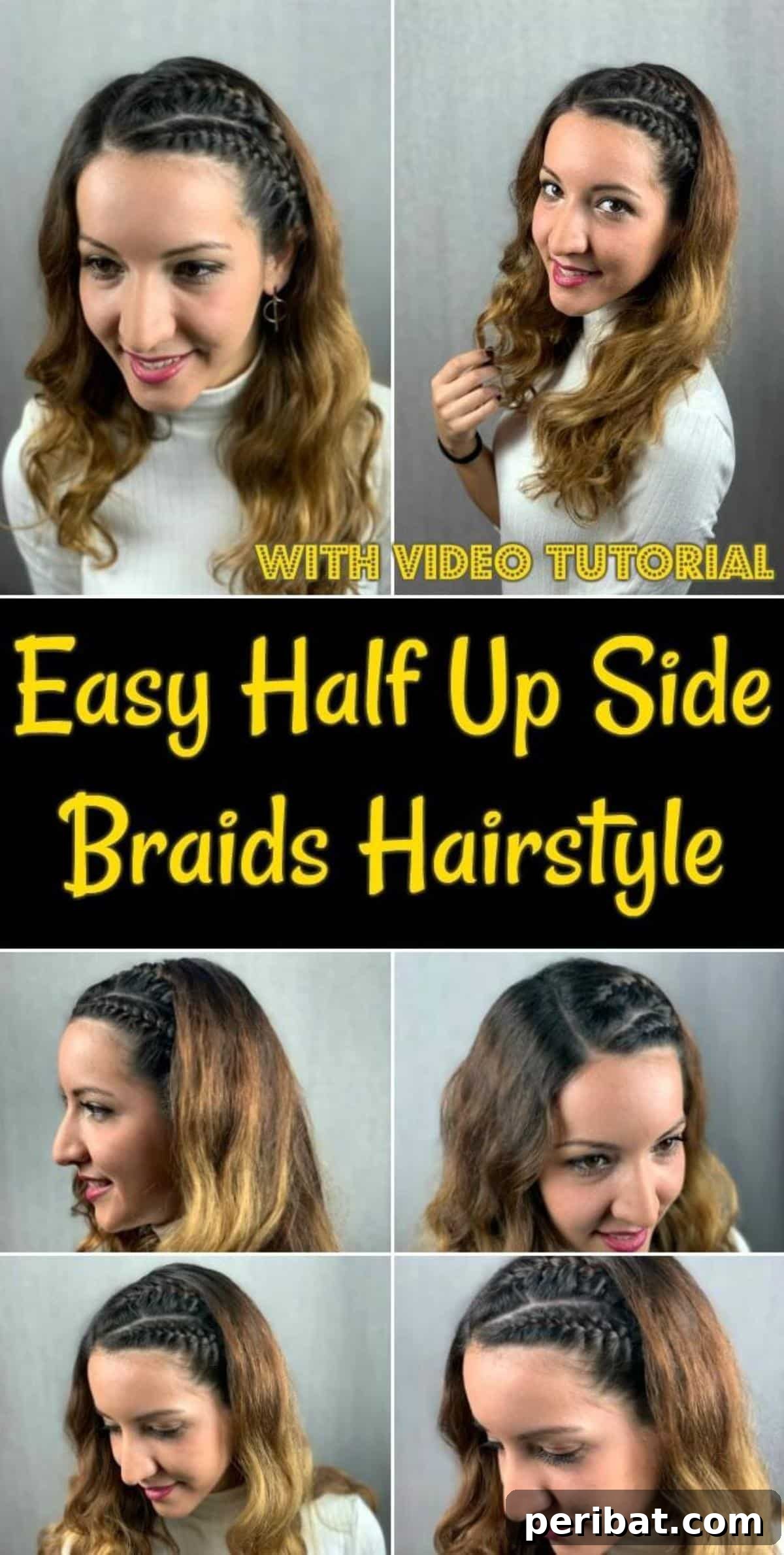 Quick Side Braided Half Up Tutorial 2 Elegant half-up side braided hairstyle on brunette hair