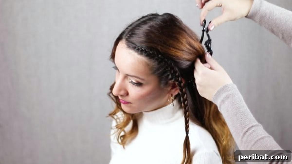Quick Side Braided Half Up Tutorial 12 Releasing and braiding the upper front section of hair