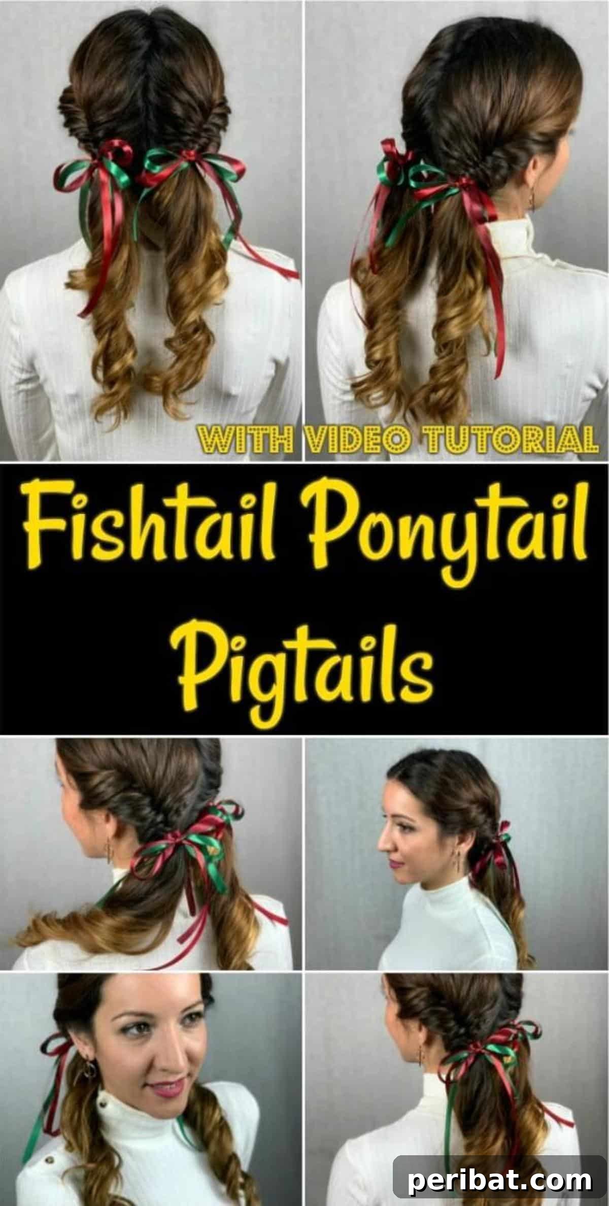 Learn to Braid Charming Fishtail Pigtails with Adorable Bows 2 Fishtail pigtails collage
