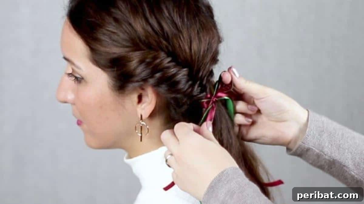 Learn to Braid Charming Fishtail Pigtails with Adorable Bows 10 Adding ribbons to braids