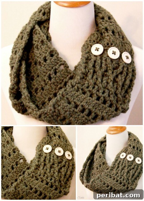 Cozy Comfort: 26 DIY Infinity Scarf Patterns and Free How-Tos 15 Another cute design with buttons