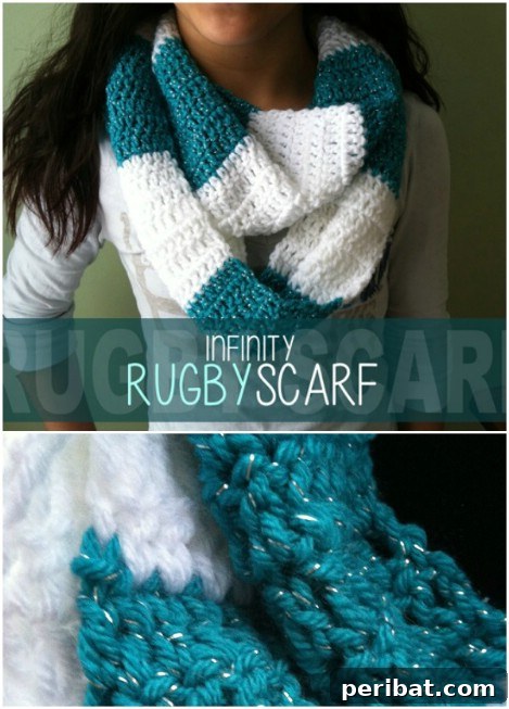 Cozy Comfort: 26 DIY Infinity Scarf Patterns and Free How-Tos 22 Infinity rugby scarf