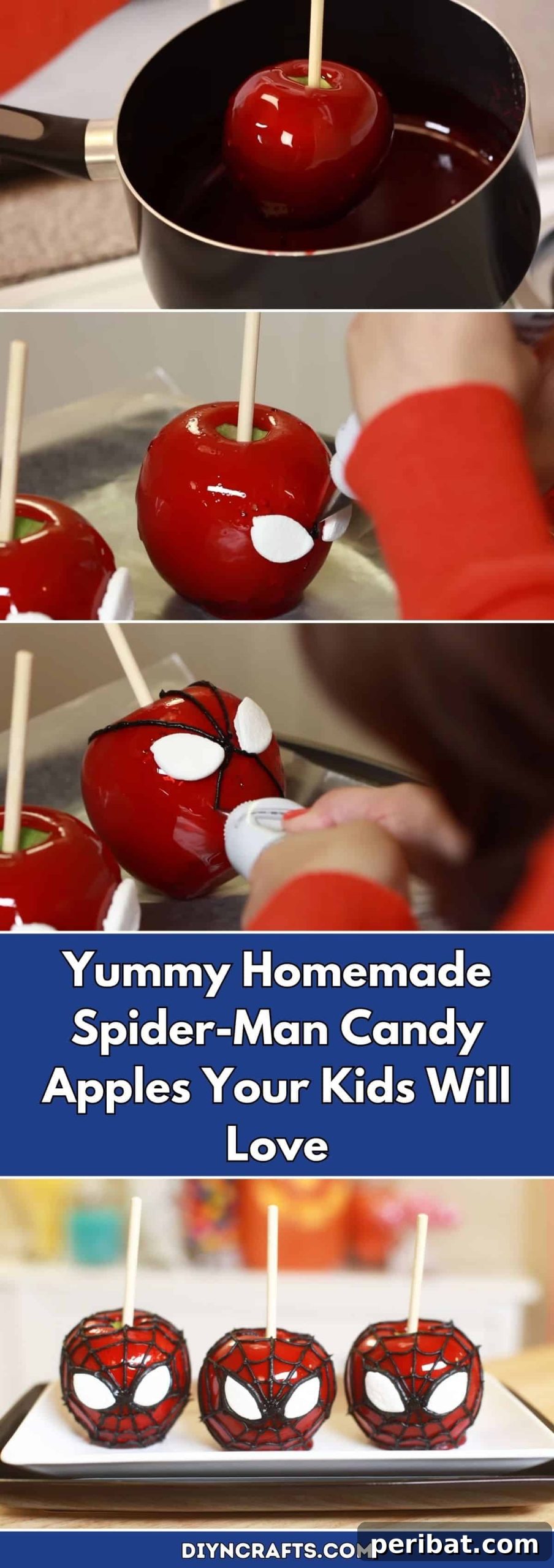 Web-Slinging Sweetness Homemade Spider-Man Candy Apples 2 Delicious Homemade Spider-Man Candy Apples - Perfect for Kids' Parties and Superhero Fans