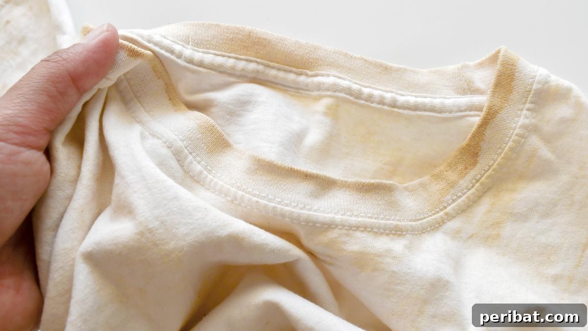 Beyond the Bubbles – 20 Brilliant Alka-Seltzer Hacks 18 White cloth with yellow stains.