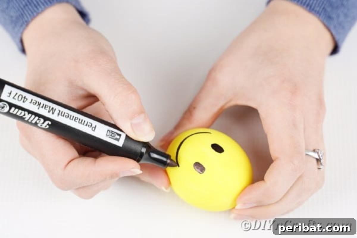Crafting Cheerful Emoji Easter Eggs 10 Drawing smile on easter egg