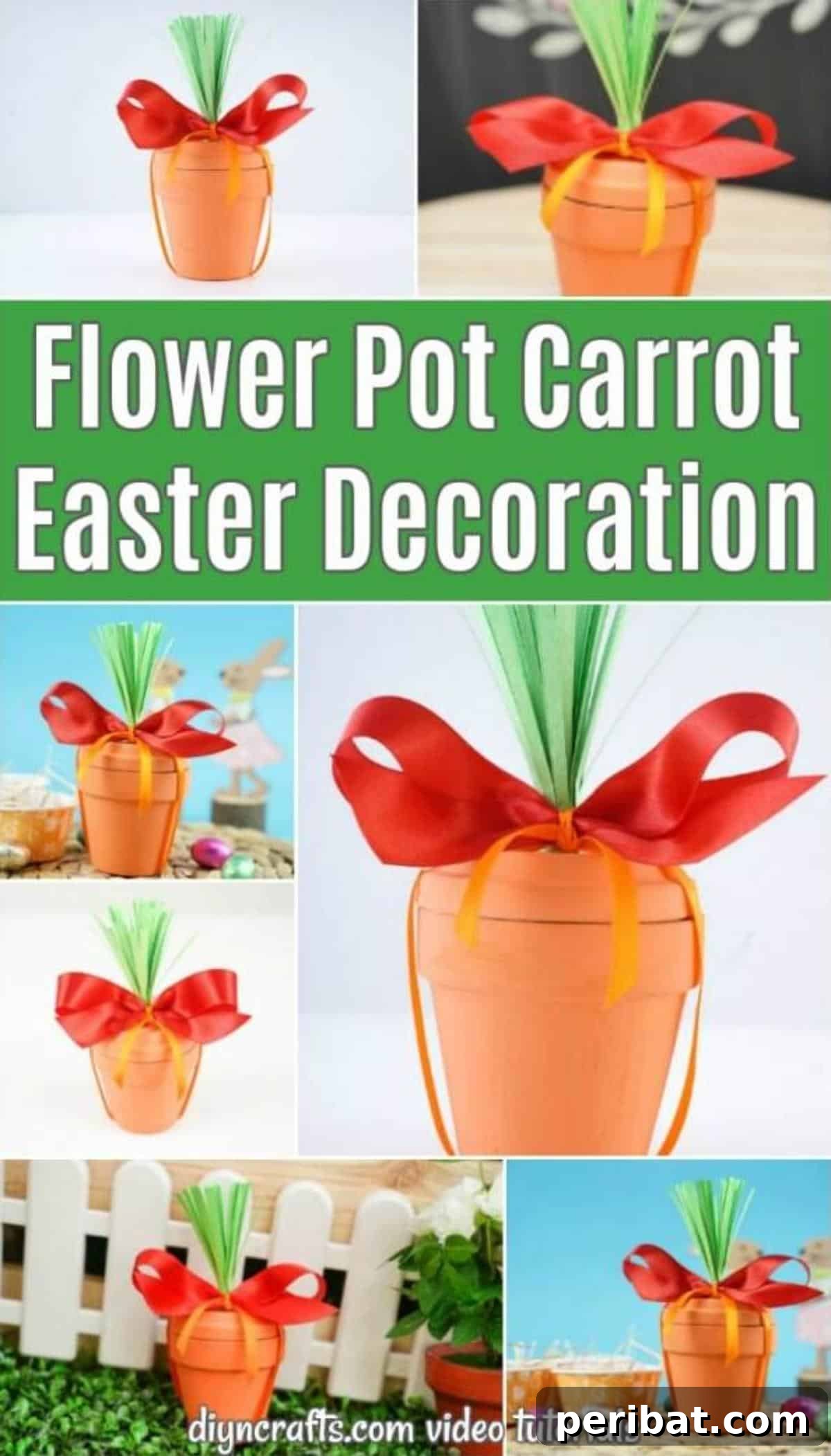 Handcrafted Easter Carrot Pots 2 Collage of flower pot carrot