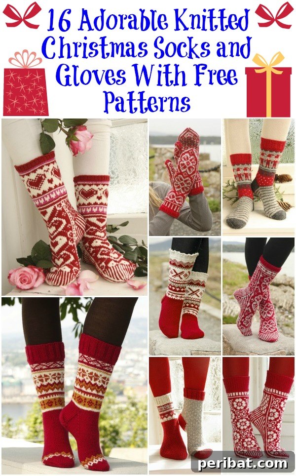 A Festive Collection of Knitted Christmas Socks and Gloves for the Holidays