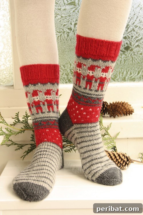 Playful Santa Knitted Socks with Draping 'Hats'