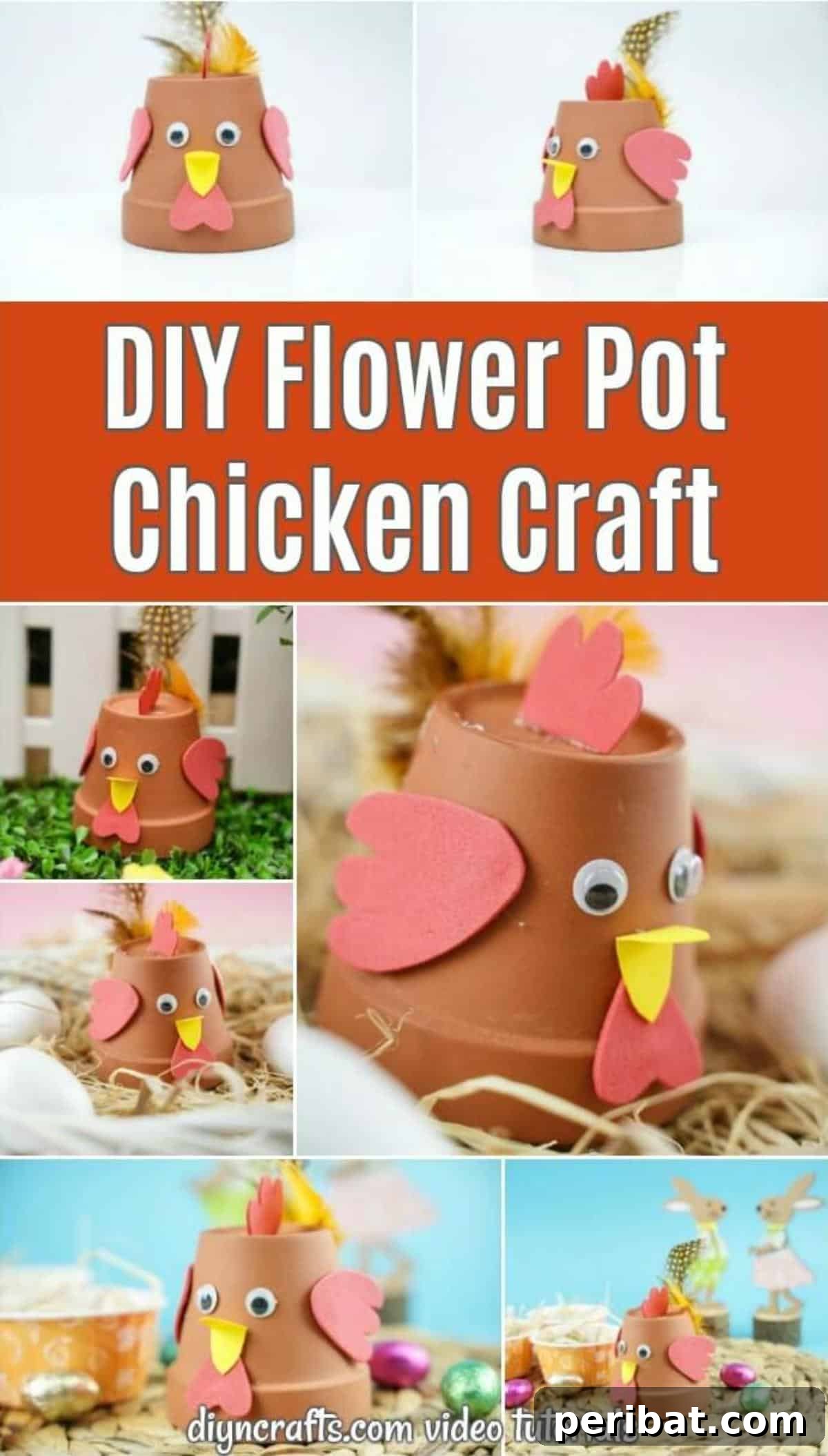 Craft Your Own Cute Flower Pot Chicken 2 Terra cotta flower pot chicken