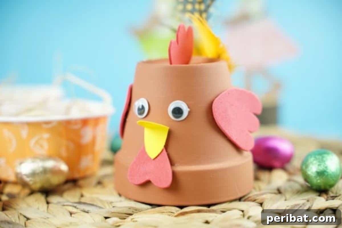Craft Your Own Cute Flower Pot Chicken 16 Flower pot chicken on woven mat