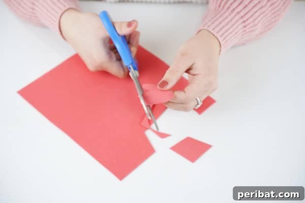 Craft Your Own Cute Flower Pot Chicken 7 Cutting out red pieces for chicken