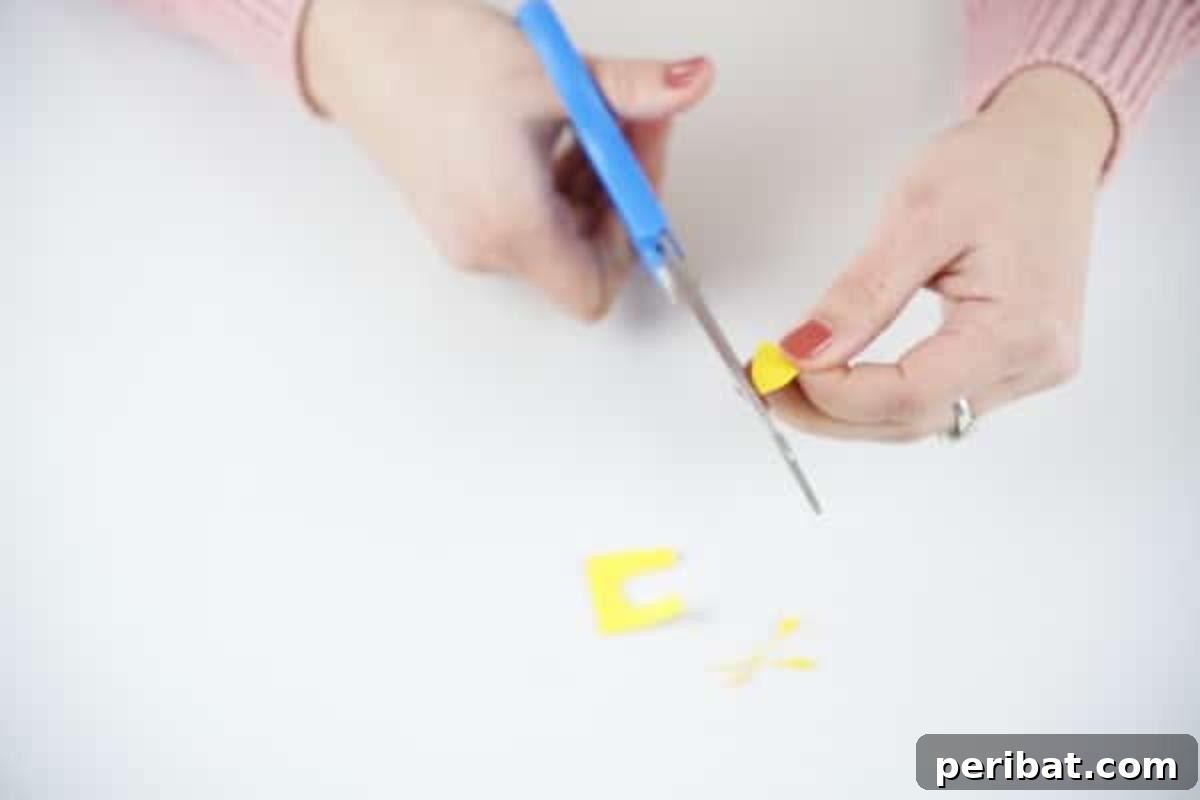 Craft Your Own Cute Flower Pot Chicken 9 Cutting out yellow beak